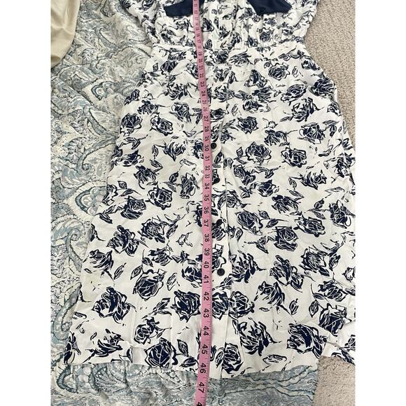 Vintage 80s Midi Shirt Dress Navy Floral Old Money Natutical Cottagecore Prep 12 - Picture 16 of 16